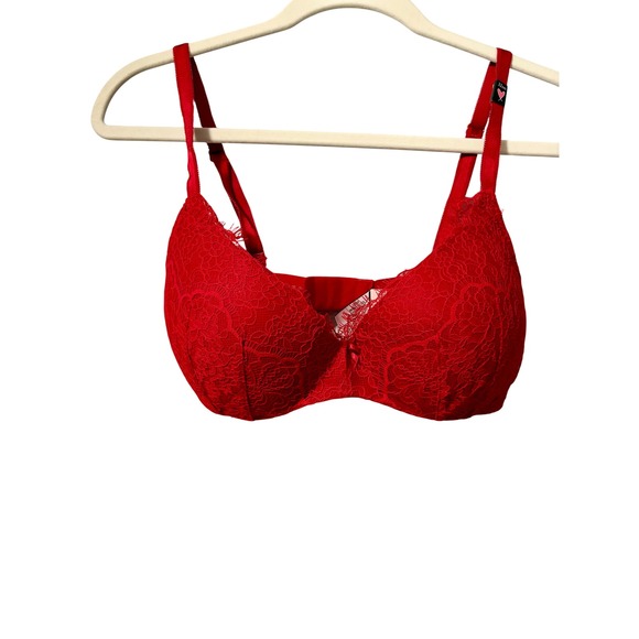 Victoria's Secret Other - Victorias Secret Angels Push-Up Bra Red Floral Lace Underwire 32DD‎ NEW